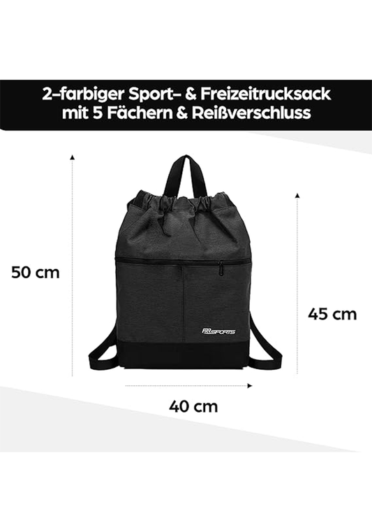 Umweltfreundlicher Sport- und Reiserucksack 20L in Schwarz/Grau